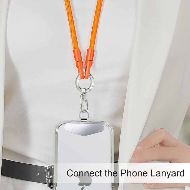 TENOC Metal Phone Tether, Universal Cellphone Lanyard Pad with 360 Rotation Spring Ring, Rose Gold+Silver - Image 5